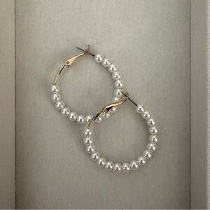 Elegant Pearl Hoop Earrings